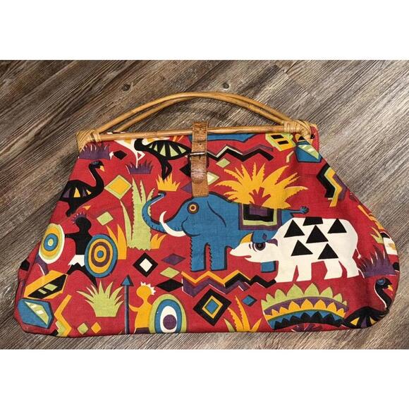 Sun N Sand Vintage Large Doctors Cotton Rhino Handbag Tribal Buckle Bag - Picture 1 of 15